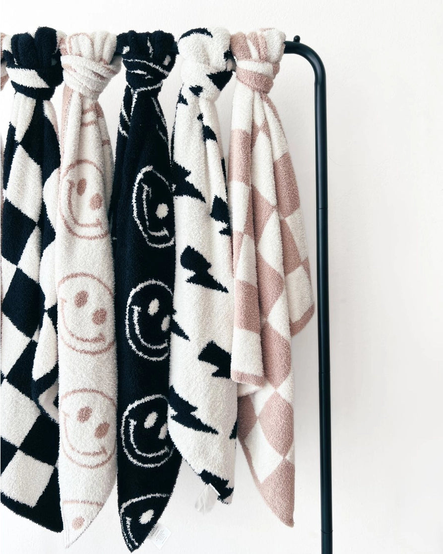 Checkered Plush Blanket | Latte