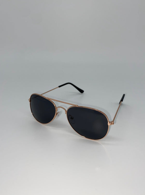 Aviator Sunglasses Black Lens- Gold Frame