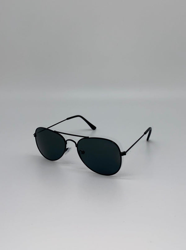 Aviator Sunglasses Black Lens- Black Frame
