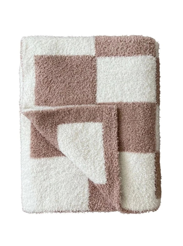 Checkered Plush Blanket | Latte