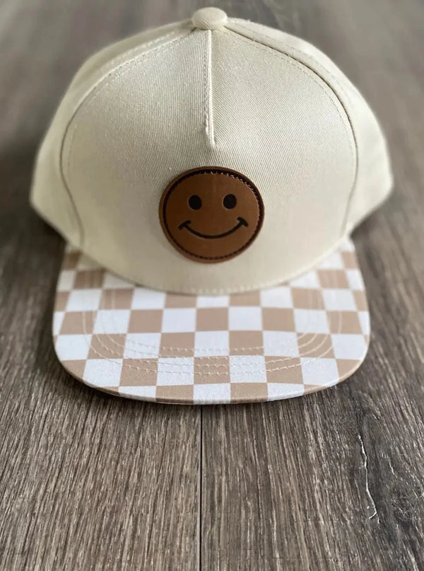 Happy Checkered Snapback Hat